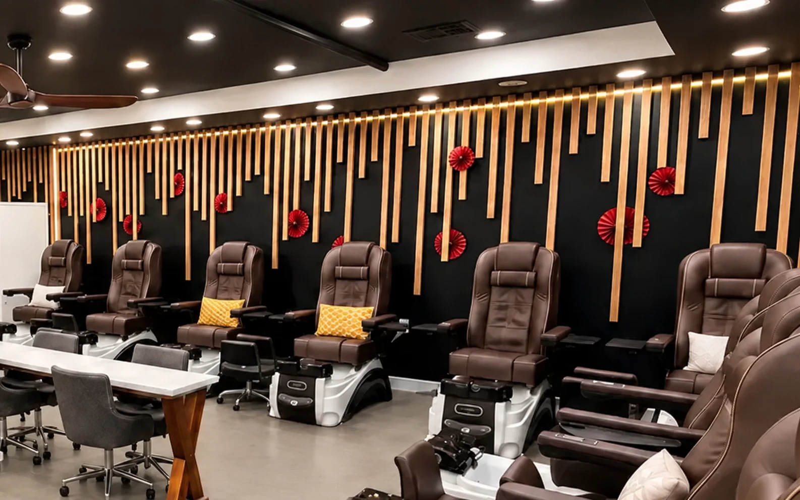 The salon’s massage pedicure chairs
