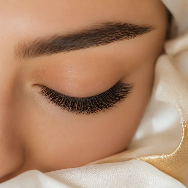 Illustrative finished lashes in close-up