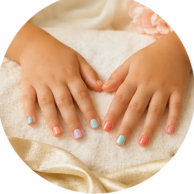 Illustrative colorful manicure for a young guest